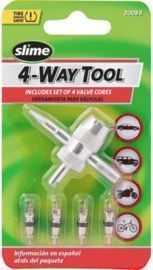 Slime 20088 4-Way Valve Tool with 4 Valve Cores
