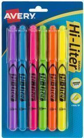 Avery Hi-Liter Pen-Style Highlighters - 6pk