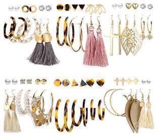 36 Pairs of Tassel, Hoop, & Stud Earrings