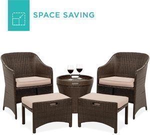 5-Piece Outdoor Wicker Bistro Set