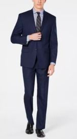 Andrew Marc Men's Modern-Fit Navy Plaid Suit