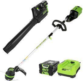 Greenworks PRO 80V Cordless Brushless String Trimmer + Leaf Blower Combo