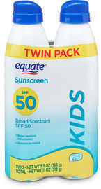 2-pack Equate Kids Broad Spectrum Sunscreen Spray SPF 50, 5.5 oz