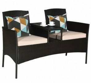 Patio Rattan Conversation Set w/ Table