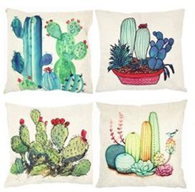 Tropical Cactus Throw Pillow Covers - 4ct
