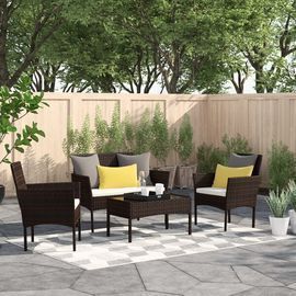 Moro 4 Piece Rattan Sofa Seating Group w/ Cushions