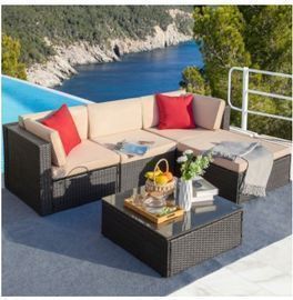 Walnew 5 Pieces All-Weather Conversation Set and Glass Table