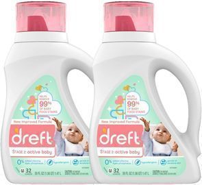 2pk Dreft Stage 2: Active Hypoallergenic Liquid Baby Laundry Detergent