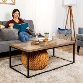 44 Modern Industrial Rectangular Wood Grain Coffee Table
