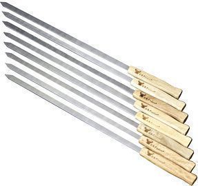 8 17-Inch Long Stainless Steel Brazilian-Style BBQ Skewers