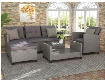 Rattan Patio 4-Piece Sofa Set
