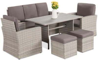 7-Seater Conversational Wicker Dining Table