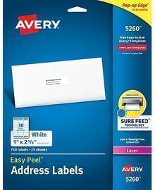Avery Easy Peel Laser Address Labels, 750ct