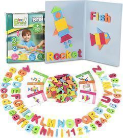 Magnetic Letters and Patterns Set |Educational Toy with 400 Foam Pieces + 38 Idea Cards