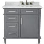 Sonoma 36in.Vanity w/ Carrara Marble Top, Dark Charcoal