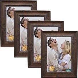 4pk decanit 5x7 Picture Frames Rustic Distressed Brown Wood Pattern