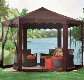 13-Foot Screened Hexagon Gazebo