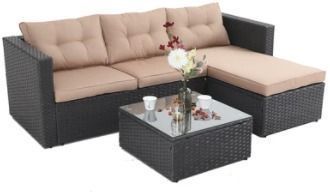 Phi Villa 3-Piece Rattan Outdoor Sectional Sofa Set