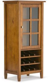 Simpli Home Solid Wood Rustic High Storage Wine Rack Cabinet