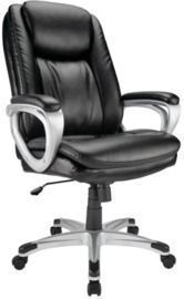 Realspace Tresswell Bonded Leather High-Back Executive Chair, Black/Silver