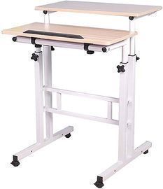 Mind Reader 2-Tier Adjustable Sit and Stand Mobile Workstation Desk