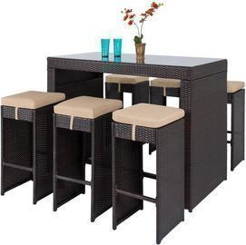 7-Piece Wicker Bar Patio Dining Set