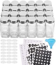 Aozita 24pc Glass Spice Jars/Bottles