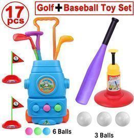 17pc Golf + Baseball Toy Set