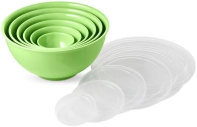 Melamine Mixing Bowls w/ Lids - Lime Green