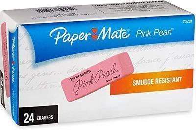 Paper Mate Pink Pearl Erasers, Medium, 24 Count