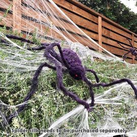 6.5ft Halloween Outdoor Posable Furry Giant Scary Fuzzy Spider