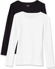 Amazon Essentials Women's 2-Pack Slim-Fit Long-Sleeve Crewneck T-Shirt - Small