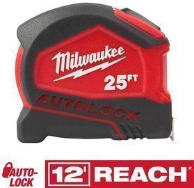 Milwaukee 25' Compact Tape Measure w/ Auto Lock