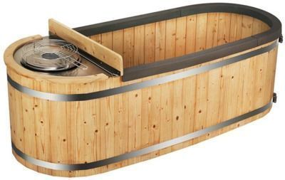 Aleko 2-Person Pine Hot Tub w/ Charcoal Boiler