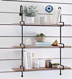 Wooden Slatpipe Shelf