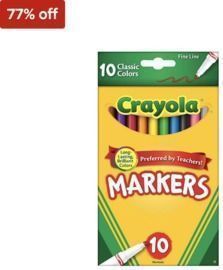 Crayola 10/Pack Classic Kid's Markers, Fine Point, Assorted