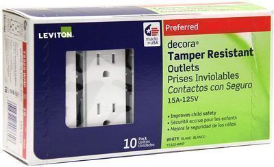 10-Pack Leviton 15 Amp 125V Decora Duplex Tamper Resistant Outlets (T5325-WMP)