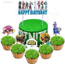 MORDUN Video Game Cake Topper and Cupcakes Toppers