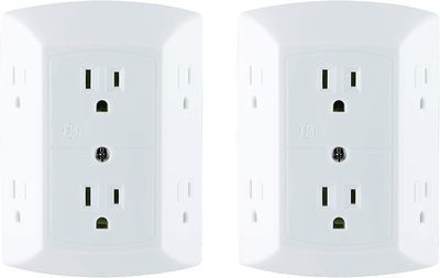 GE 6-Outlet Adapter Spaced Wall Tap 2-Pack