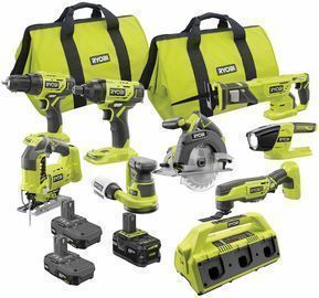 RYOBI ONE+ 18V Cordless 9-Piece Combo Kit w/ 3 Batteries & 6-Port Supercharger
