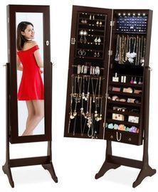 6-Tier Standing Jewelry Mirror Armoire w/ LED Lights