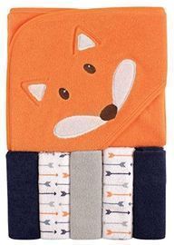 Luvable Friends Unisex Baby Hooded Towel w/ 5 Washcloths