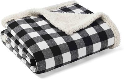 Eddie Bauer 100% Cotton Flannel to Sherpa Reversible Blanket