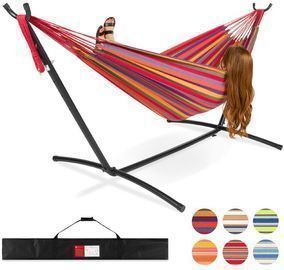 2 Person Brazilian Style Double Hammock W/ Carrying Bag And Steel Stand
