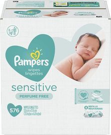 576 Count Pampers Baby Wipes Sensitive Perfume Free 8X Refill Packs