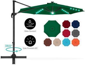 360 Degree Led Cantilever Offset Patio Umbrella W/ Tilt, 10ft