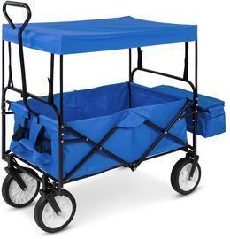 Utility Wagon Cart W/ Folding Design, 2 Cup Holders, Removable Canopy