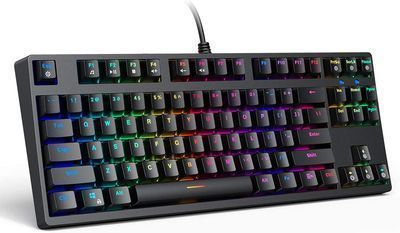 Aukey 87-Key RGB Backlit Mechanical Keyboard w/ Clicky Blue Switches
