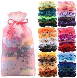 60pc Premium Velvet Hair Scrunchies Hair Bands