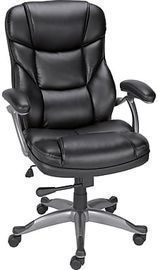 Staples Osgood High-Back Bonded Leather Manager Chair, Black